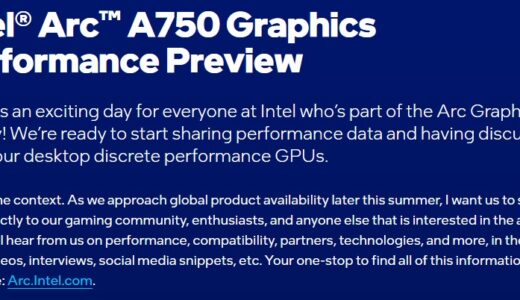 Intel® Arc™ A750 Graphics Performance Preview